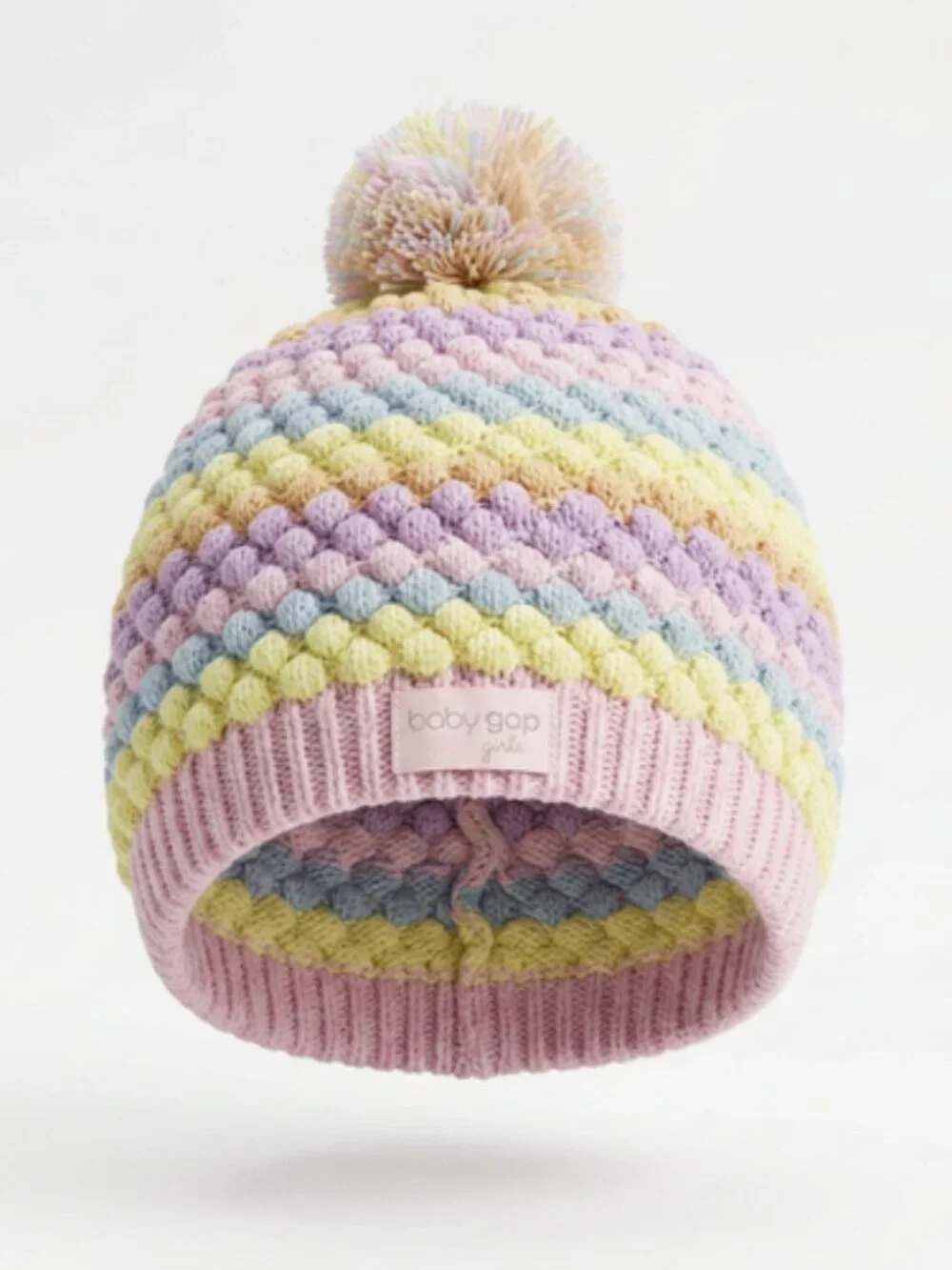 BEBE GIRLS CHUNKY KNIT WINTER HAT POMPOM GIRLS 6 AND UP? NICE!